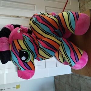 Caravan Toys Peek A Boo Zebra Colorful Striped Plush Toy Big 43 "